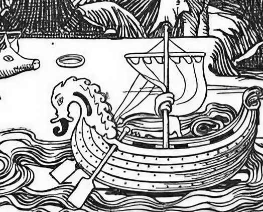 折りたためる魔法の船スキーズブラズニルの挿絵