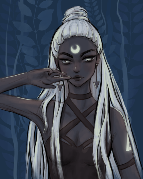 闇のエルフ(ドッカールフ)をイメージした女性像のデジタル絵画